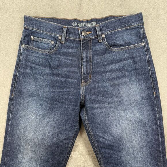 Harley Davidson Jeans Men’s 34x32 Blue Straight Leg Casual Biker Medium Wash - Picture 4 of 13